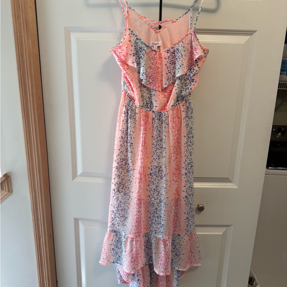 Candie's Peach and Blue Ruffle Sundress Dress - Animal print